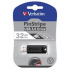 Verbatim 49317 Store N Go PinStripe, USB flask disk, USB A 3.0, 32GB, s výsuvným konektorem, černý