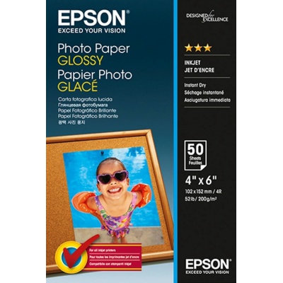Epson Premium Glossy Photo Paper, foto papír, lesklý, bílý, 10x15cm, 200 g/m2, 50 ks, C13S042547, inkoustový