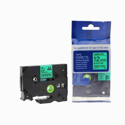 Kompatibilní páska s Brother TZ-731 / TZe-731, 12mm x 8m, černý tisk / zelený podklad
