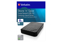 Externí pevný disk, Verbatim, 3.5", Store,N,Save, USB 3.0, 47686, blistr, černá