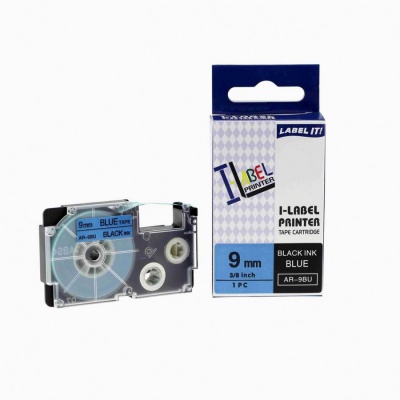 Kompatibilní páska s Casio XR-9BU1, 9mm x 8m černý tisk / modrý podklad