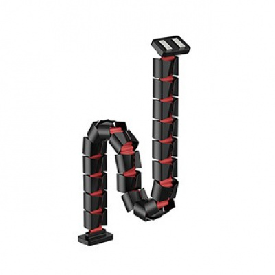 Organizér kabelů, magnetický husí krk, černo-červený, 1285mm, pro výškově nastavitelné stoly, Powerton