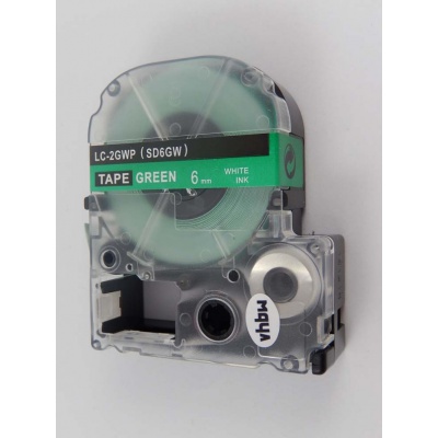 Epson LC-SD6GW, 6mm x 8m, bílý tisk / zelený podklad, kompatibilní páska