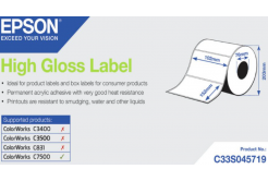 Epson C33S045719 High Gloss, pro ColorWorks, 102x152mm, 800ks, bílé samolepicí etikety