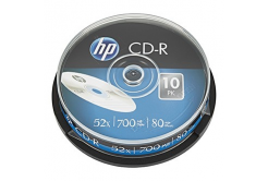 HP CD-R, CRE00019-3, 69308, 10-pack, 700MB, 52x, 80min., 12cm, bez možnosti potisku, cake box, pro archivaci dat, poškozený obal