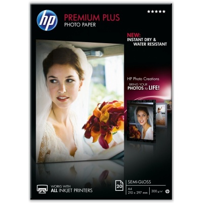 HP CR673A Premium Plus Semi-Gloss Photo Paper, foto papír, pololesklý, bílý, A4, 300 g/m2, 20 ks