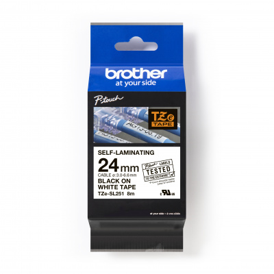 Brother TZ-SL251 / TZe-SL251 Pro Tape, 24mm x 8m, černý tisk / bílý podklad, originální páska