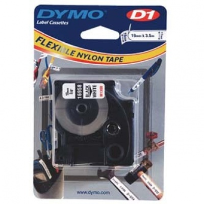 Dymo D1 16958, S0718050, 19mm x 3.5m, černý tisk/bílý podklad, originální páska