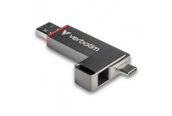 Verbatim 32041 Dual QuickStick, USB flask disk, USB C + USB A 3.2 Gen 1, 256GB, s poutkem, šedý