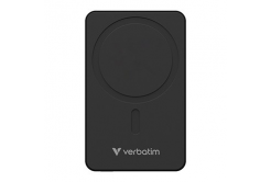 Verbatim, power banka s bezdrátovým nabíjením, 5V, nabíjení telefonu, 32225, 5000mAh, magnetické připevnění, Černá