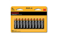 Baterie jednorázová alkalická, tužková, AAA, 1.5V, Kodak, blistr, 10-pack, KOD-LR3XTBL10, Alkaline XTRALIFE