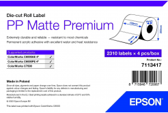 Epson 7113417 PP Matte, pro ColorWorks, 102x51mm, 2310ks, polypropylen, bílé samolepicí etikety