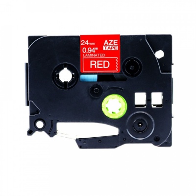 Kompatibilní páska s Brother TZ-455 / TZe-455, 24mm x 8m, bílý tisk / červený podklad