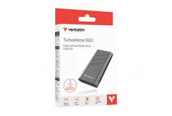 SSD Externí Verbatim TurboMetal SSD, 32021, 1000GB, Nero Backup, Stříbrná, obsahuje USB C, M.2, USB C