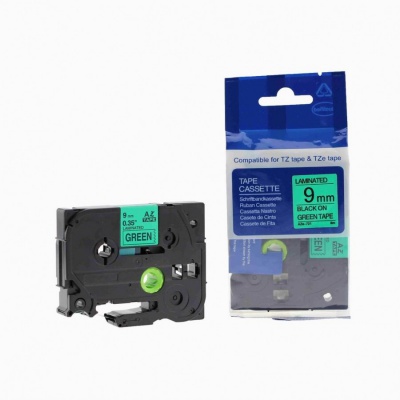 Kompatibilní páska s Brother TZ-721 / TZe-721, 9mm x 8m, černý tisk / zelený podklad