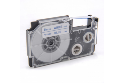 Kompatibilní páska s Casio XR-6WEB 6mm x 8m modrý tisk / bílý podklad