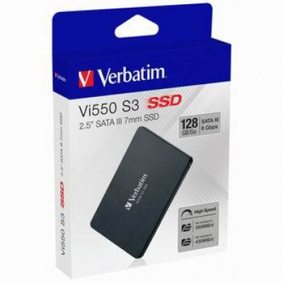 SSD Interní Verbatim Vi550, 49350, 128GB, černý, 560 MB/s-R, SATA III, 430 MB/s-W
