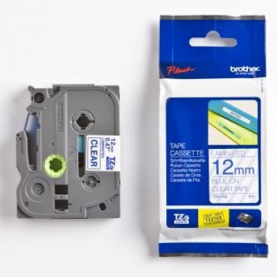 Brother TZ-133 / TZe-133, 12mm x 8m, modrý tisk / průhledný podklad, originální páska