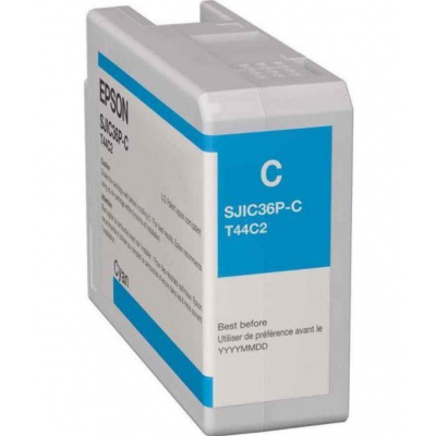 Epson SJIC36P-C C13T44C240 pro ColorWorks, azurová (cyan) originální cartridge