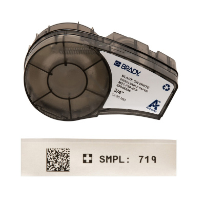 Brady M21-750-403 / 149608, 19.05 mm x 6.40 m, Paper, černý tisk / bílý podklad