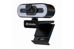 Verbatim Full HD Webkamera 2560x1440, 1920x1080, USB 2.0, černá, Windows, Mac OS X, Linux kernel, Android Chrome, FULL HD, 30 FPS