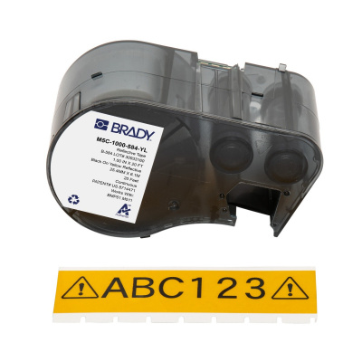 Brady M5C-1000-584-YL / 170936, 25.40 mm x 6.10 m, Plastic, černý tisk / žlutý podklad