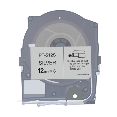 Max LM-512S, 12mm x 8m, stříbrná kompatibilní páska