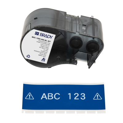 Brady M5C-1500-595-BL-WT / 170939, 38.10 mm x 7.62 m, Vinyl, bílý tisk / modrý podklad