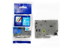 Kompatibilní páska s Brother TZ-515 / TZe-515, 6mm x 8m, bílý tisk / modrý podklad