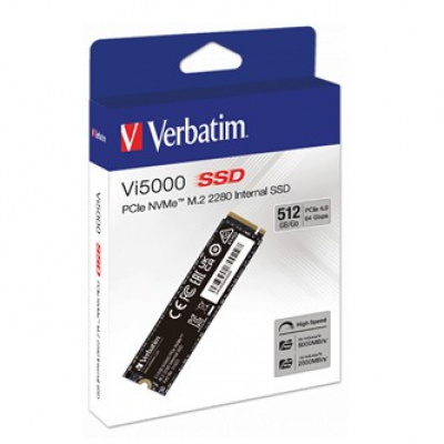 SSD Interní Verbatim Vi5000 M.2, 31825, 512GB, černý, 5000 MB/s-R, NVMe, 2500 MB/s-W