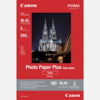 Canon Photo Paper Plus Semi-Glossy, foto papír, pololesklý, saténový, bílý, 10x15cm, 4x6", 260 g/m2, 5 ks, 1686B072, inkoustový