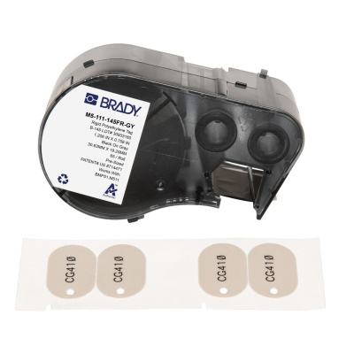 Brady M5-111-145FR-GY / 170851, 30.63 mm, Polyethylene, černý tisk / šedý podklad