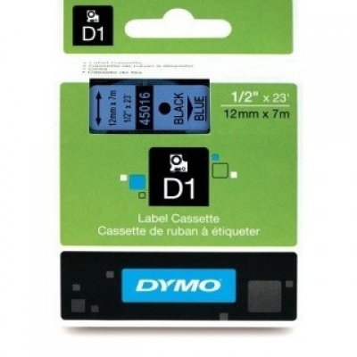 Dymo D1 45016, S0720560, 12mm x 7m černý tisk / modrý podklad, originální páska