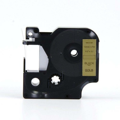 Kompatibilní páska s Dymo 45023, S0720630, 12mm x 7m černý tisk / zlatý podklad