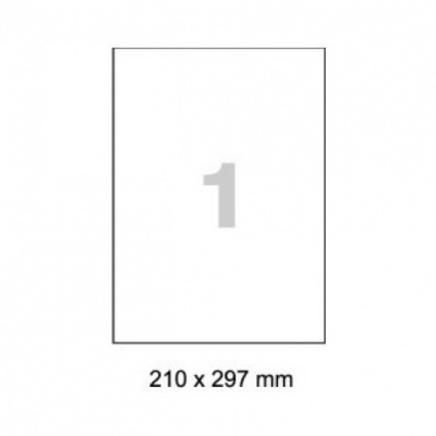 Samolepicí etikety R0501.1123,laser, lesklé, polyester, 210 x 297 mm, 1 etiketa, A4, 100 listů