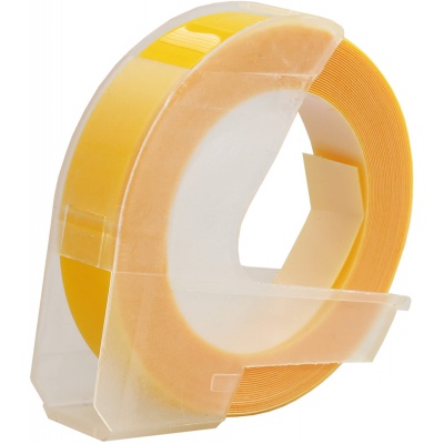 Dymo Omega, 9mm x 3m, bílý tisk / žlutý podklad, kompatibilní páska