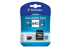 Verbatim 44084 Micro Secure Digital Card Premium, paměťová karta, micro SDXC, 64GB, UHS-I U1 (Class 10), s adaptérem
