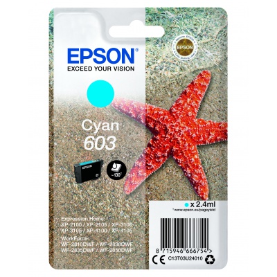 Epson 603 C13T03U24010 azurová (cyan) originální cartridge