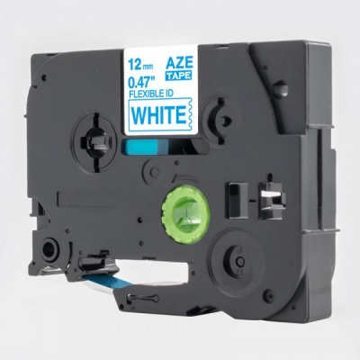 Kompatibilní páska s Brother TZ-FX233 / TZe-FX233, 12mm x 8m, flexi, modrý tisk / bílý podklad