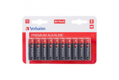 Baterie alkalická, AA-LR6 Mignon, AA, 1.5V, Verbatim, blistr, 20-pack, 49877