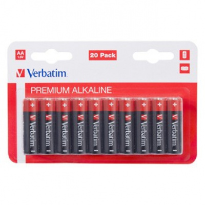 Baterie alkalická, AA-LR6 Mignon, AA, 1.5V, Verbatim, blistr, 20-pack, 49877