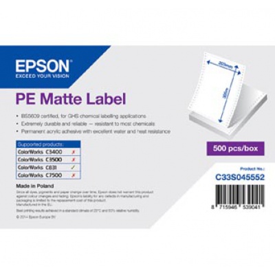 Epson etikety 203mm x 305mm, bílé, baleno po 500 ks, C33S045552, pro inkoustové tiskárny