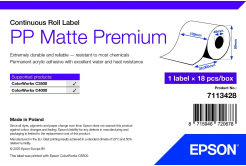 Epson 7113428 PP Matte, pro ColorWorks, 102mmx29m, polypropylen, bílé samolepicí etikety