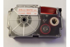 Kompatibilní páska s Casio XR-24WER 24mm x 8m červený tisk / bílý podklad