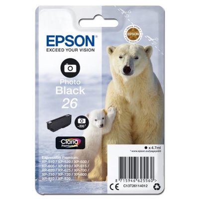 Epson 26 T2611 foto černá (photo black) originální cartridge