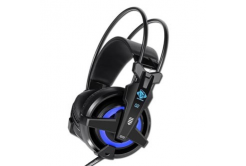 E-blue Auroza EHS950 FPS, herní sluchátka s mikrofonem, drátováčerná, 7.1 surround (virtuálně), modré podsv.,vibrační typ USB, DOP