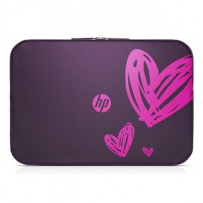 Obal na notebook 15,6", Spectrum Hearts, fialový z polyuretanu, HP, DOPRODEJ