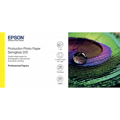 Epson 1118/30/Production Photo Paper Semigloss C13S450378, 44", C13S450378, 200 g/m2, papír, 1118mmx30m, bílý, role