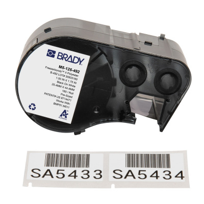 Brady M5-125-492 / 170901, 44.45 mm, Polyester, černý tisk / bílý podklad