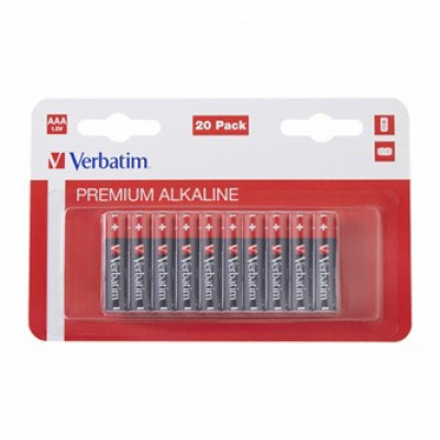 Baterie alkalická, AAA (LR03), AAA, 1.5V, Verbatim, blistr, 20-pack, 49876